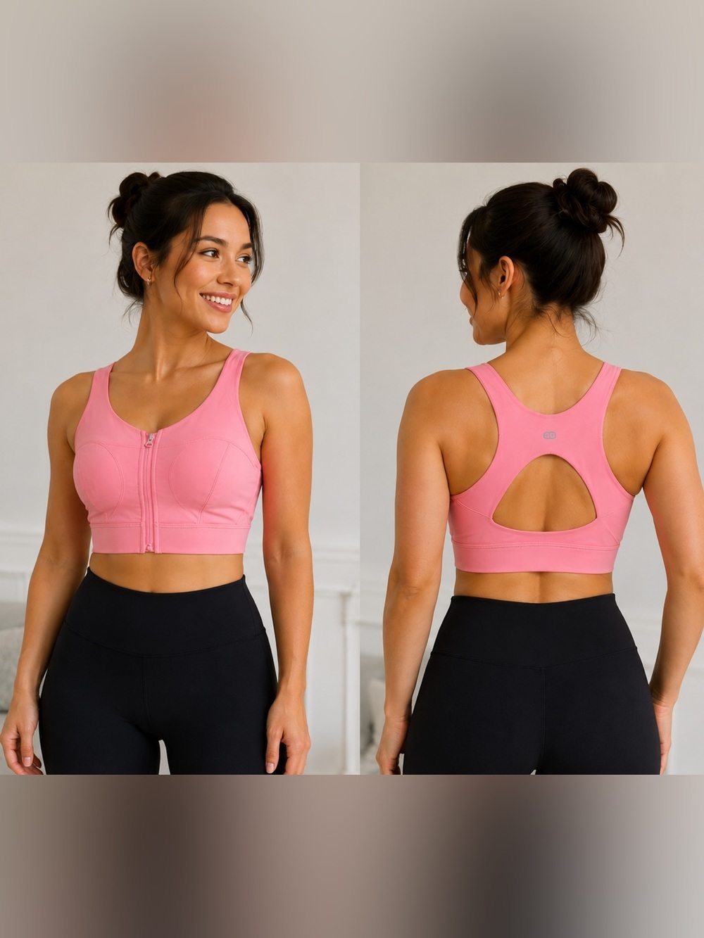 NWT Muses Only Pink Zip Front Sports Bra Size Small